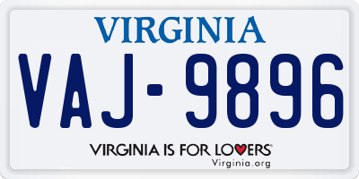 VA license plate VAJ9896