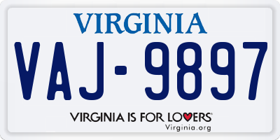 VA license plate VAJ9897