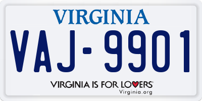 VA license plate VAJ9901