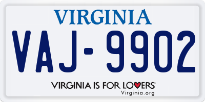 VA license plate VAJ9902