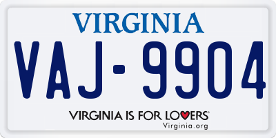VA license plate VAJ9904