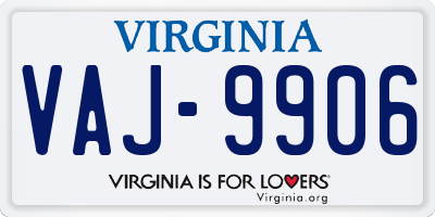 VA license plate VAJ9906