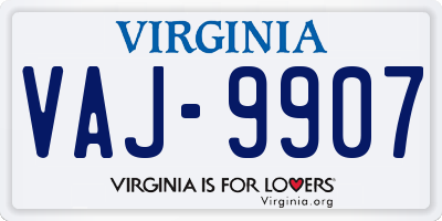 VA license plate VAJ9907