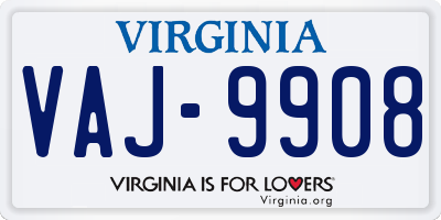 VA license plate VAJ9908
