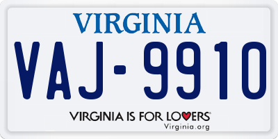 VA license plate VAJ9910