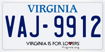 VA license plate VAJ9912