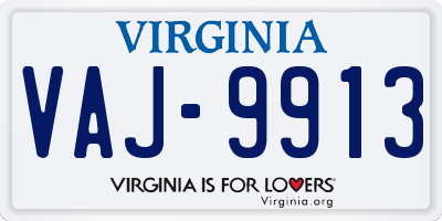 VA license plate VAJ9913
