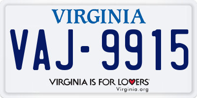 VA license plate VAJ9915