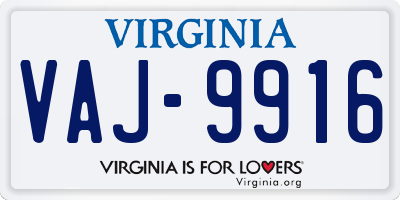 VA license plate VAJ9916