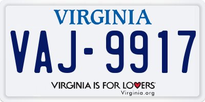 VA license plate VAJ9917