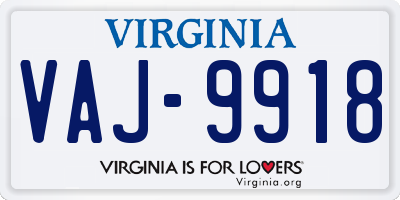 VA license plate VAJ9918