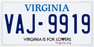VA license plate VAJ9919