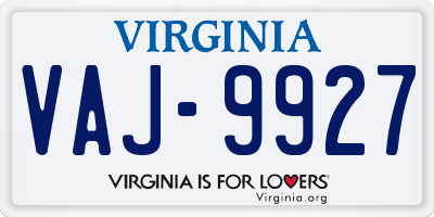 VA license plate VAJ9927