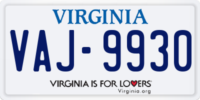 VA license plate VAJ9930