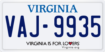 VA license plate VAJ9935