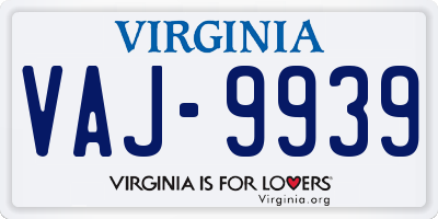 VA license plate VAJ9939
