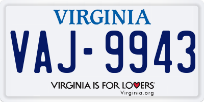 VA license plate VAJ9943