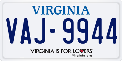 VA license plate VAJ9944
