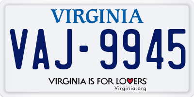 VA license plate VAJ9945