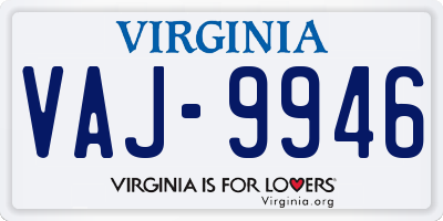 VA license plate VAJ9946
