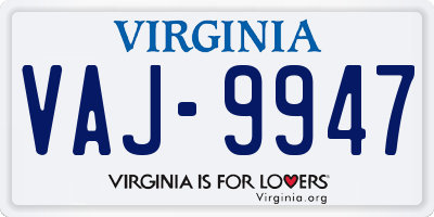 VA license plate VAJ9947