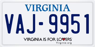 VA license plate VAJ9951