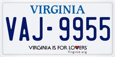 VA license plate VAJ9955