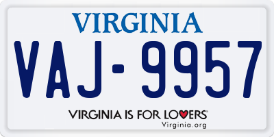 VA license plate VAJ9957
