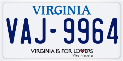 VA license plate VAJ9964
