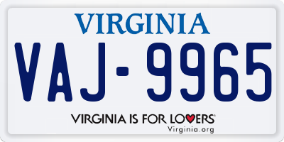 VA license plate VAJ9965