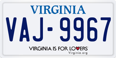 VA license plate VAJ9967