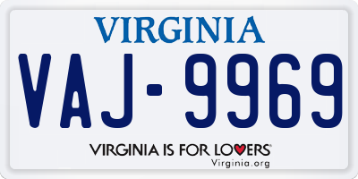 VA license plate VAJ9969