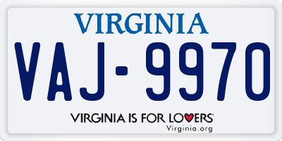 VA license plate VAJ9970