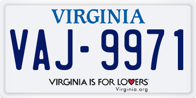 VA license plate VAJ9971