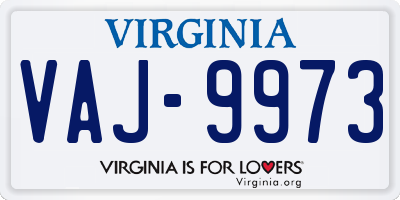 VA license plate VAJ9973