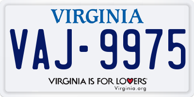 VA license plate VAJ9975