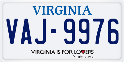 VA license plate VAJ9976