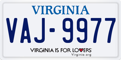 VA license plate VAJ9977