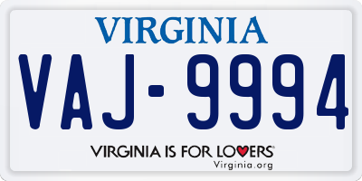 VA license plate VAJ9994