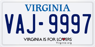 VA license plate VAJ9997