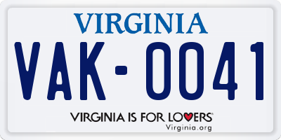 VA license plate VAK0041