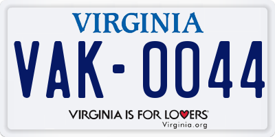 VA license plate VAK0044