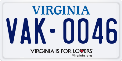 VA license plate VAK0046