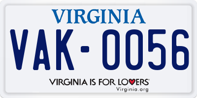 VA license plate VAK0056