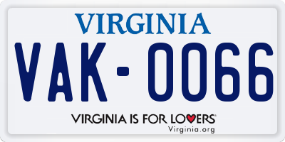 VA license plate VAK0066