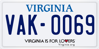 VA license plate VAK0069