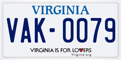 VA license plate VAK0079