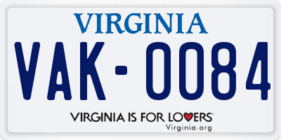 VA license plate VAK0084