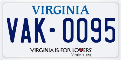 VA license plate VAK0095