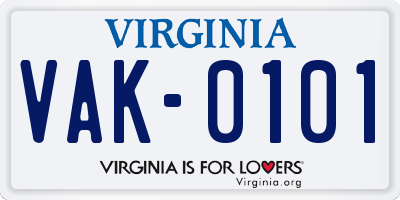 VA license plate VAK0101